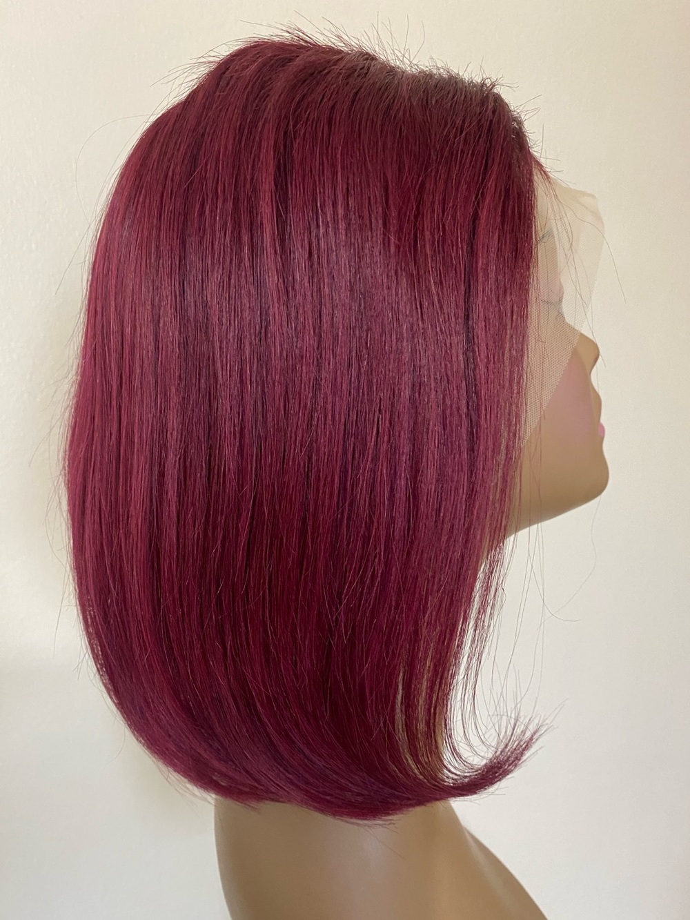 12 Inch Burgundy Red Wig 13x4 Lace Front Wig Human Hair Bob Glue-less Preplucked